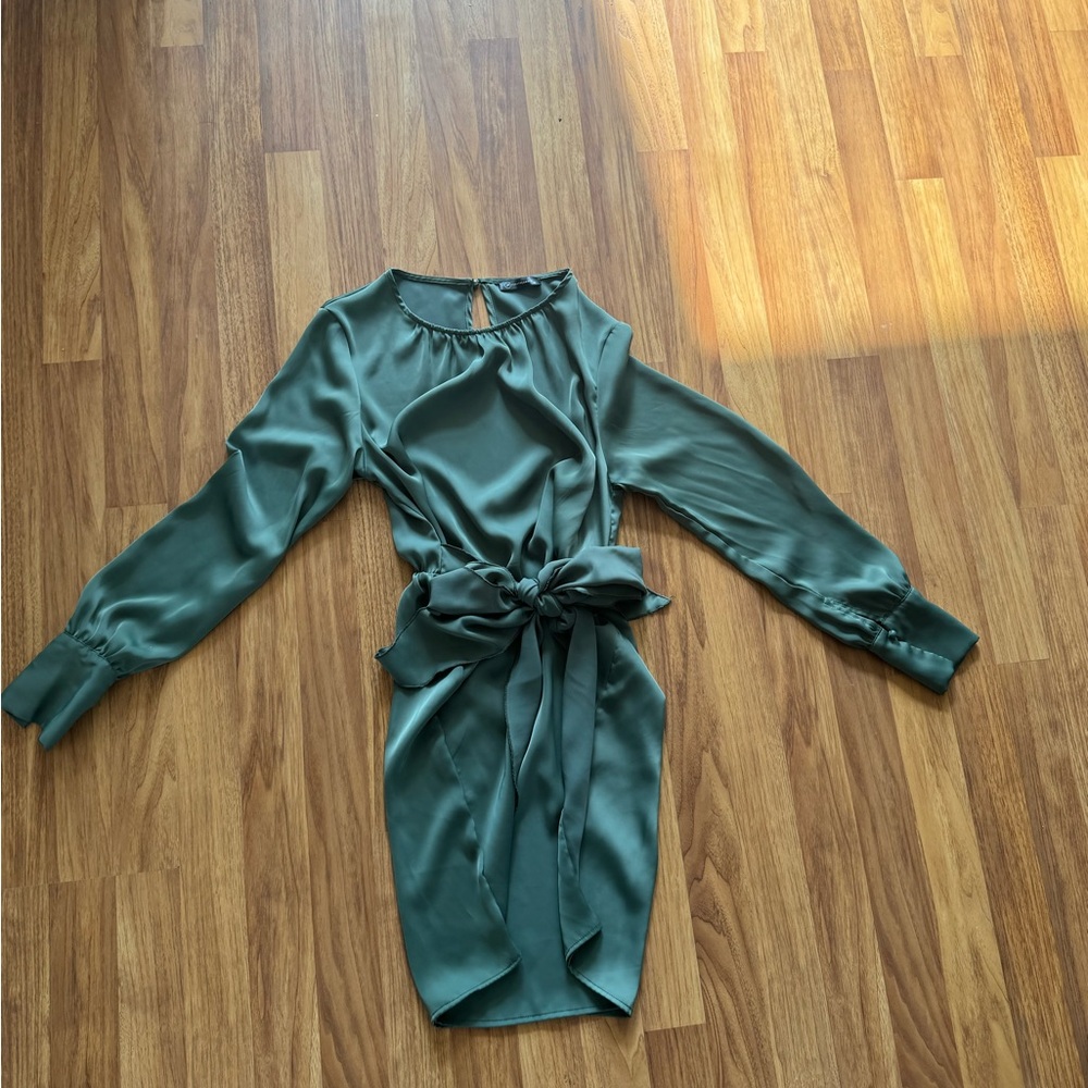 Silk green dress brand is pretty garden